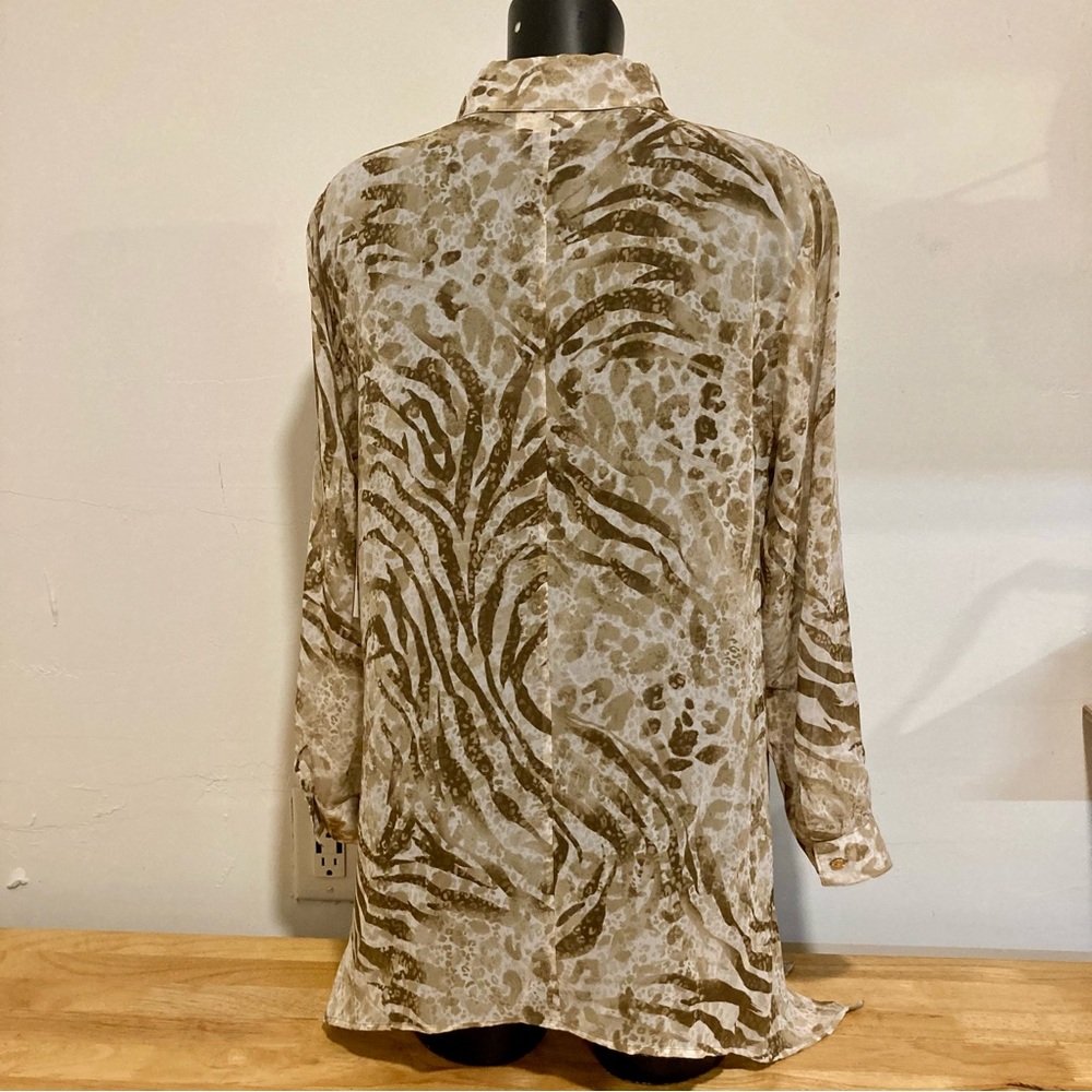 Women’s Sheer Animal Print Blouse Long Sleeve S JM Collection NWT - Picture 2 of 14